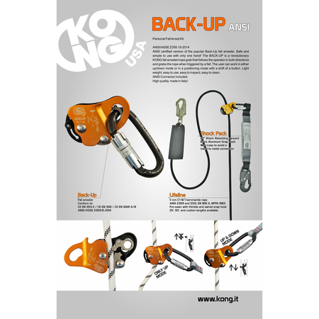 KONG USA Back-Up Fall Protection Kit 50' 8021NSET50